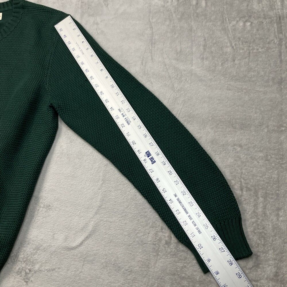 J Crew Sweater Mens S Green Crewneck Premium Basket-stitch Business Casual - Picture 13 of 16